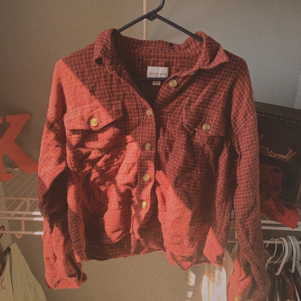 american eagle cropped flannel